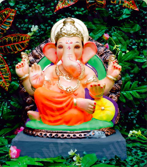 Eco Friendly Ganesh Idol of Clay - 15 inches - EF217
