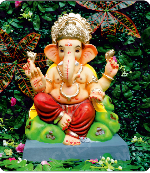 Eco Friendly Ganesh Idol of Clay - 18 inches - EF257